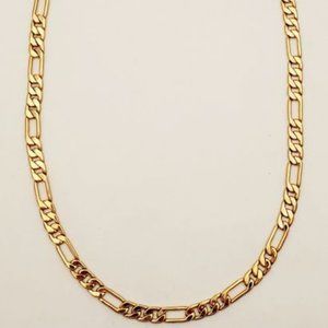 Goldfathers Jewelry.  24K Gold Layered 24" Large Round Figaro Necklace . UNISEX.